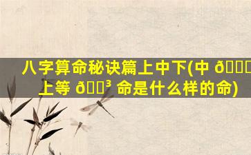 八字算命秘诀篇上中下(中 🐟 上等 🌳 命是什么样的命)
